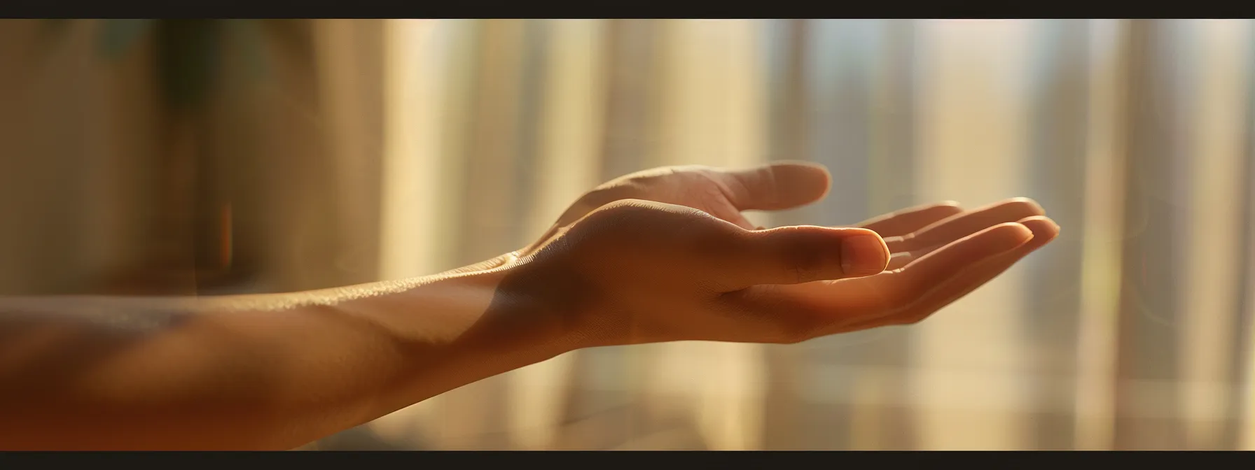 a serene and focused setting showcasing a close-up of a smoothly stretched hand against a softly blurred backdrop, emphasizing the elegance of flexibility and strength through effective stretching techniques.