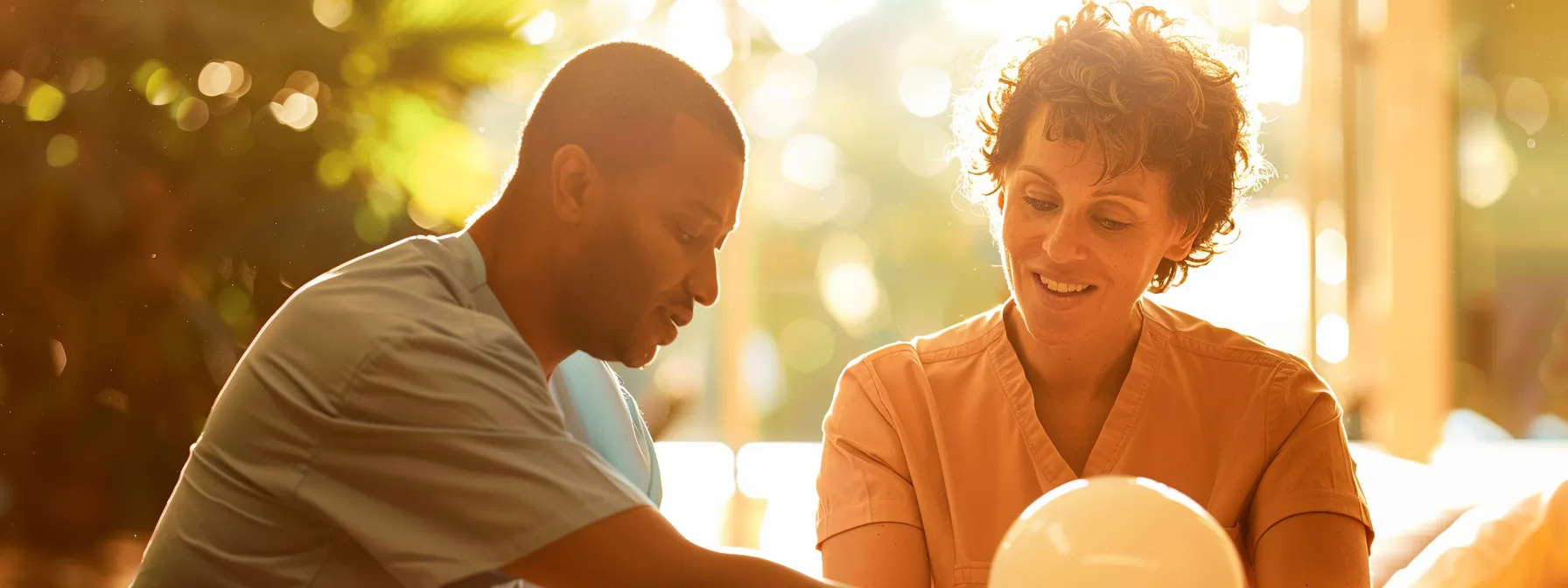 a vibrant, focused scene depicting an occupational therapist guiding a patient through a dynamic hand rehabilitation exercise, illuminated by soft natural light that emphasizes their concentrated expressions and the textured therapy tools in use.